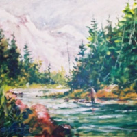 ,,Kalastamas´´ 102cm x 76cm, õli & akrüülik lõuendil ,raamitud ,,Kalastamas´´ 102cm x 76cm, õli & akrüülik lõuendil ,raamitud