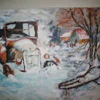 ,,Mahajäetud Auto´´91cm x 61cm , õli &akrüülik lõuendil ,raamitud , müüdud