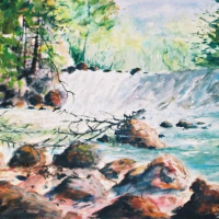 ,,Kosk´´ 74cm x 61cm,õli & akrüül lõuendil ,,Kosk´´ 74cm x 61cm,õli & akrüül lõuendil