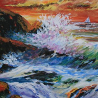 ,, Laevuke Merel´´100cm x 81cm, õli & akrüülik lõuendil, raamitud ,, Laevuke Merel´´100cm x 81cm, õli & akrüülik lõuendil, raamitud